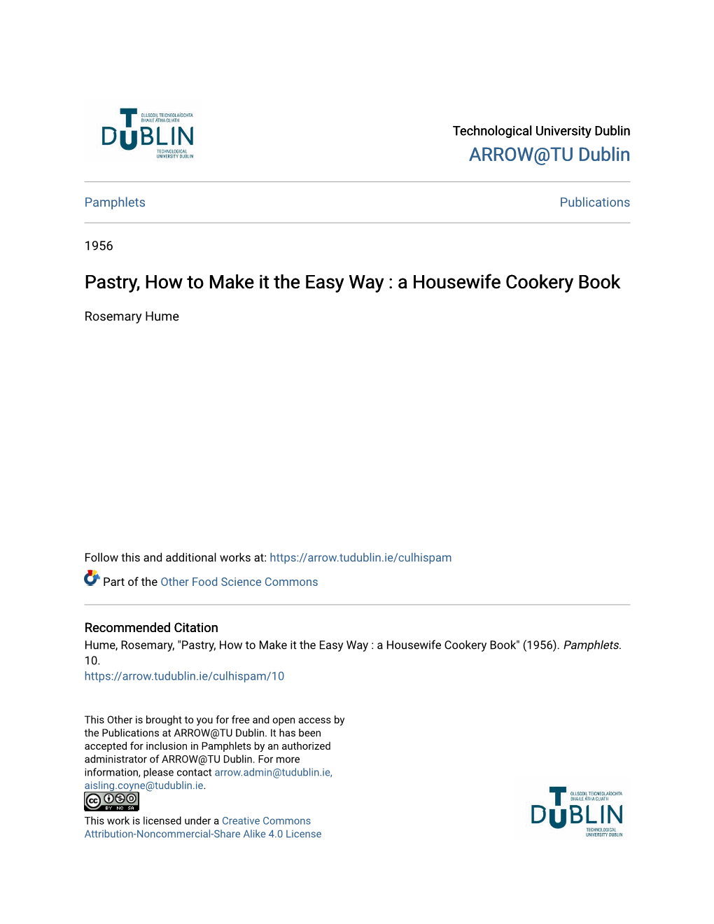 Pastry, How to Make It the Easy Way : a Housewife Cookery Book
