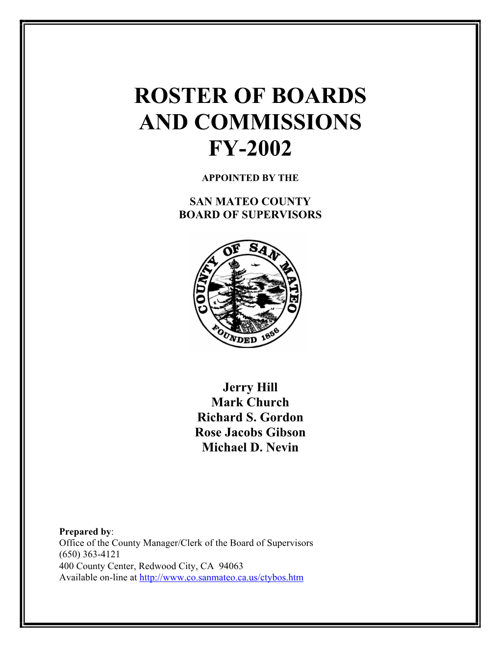 Roster of Boards and Commissions Fy-2002