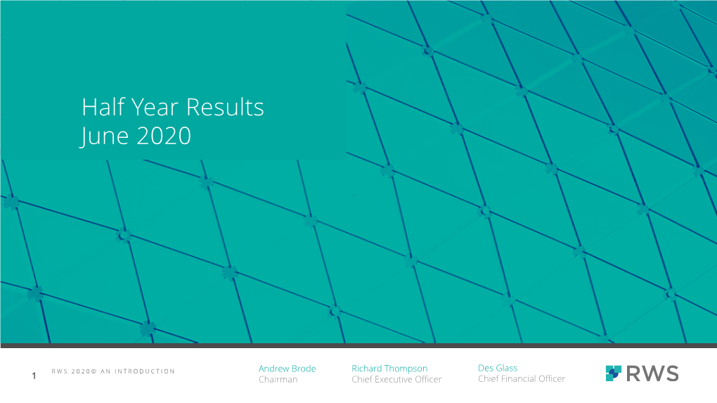Half Year Results June 2020