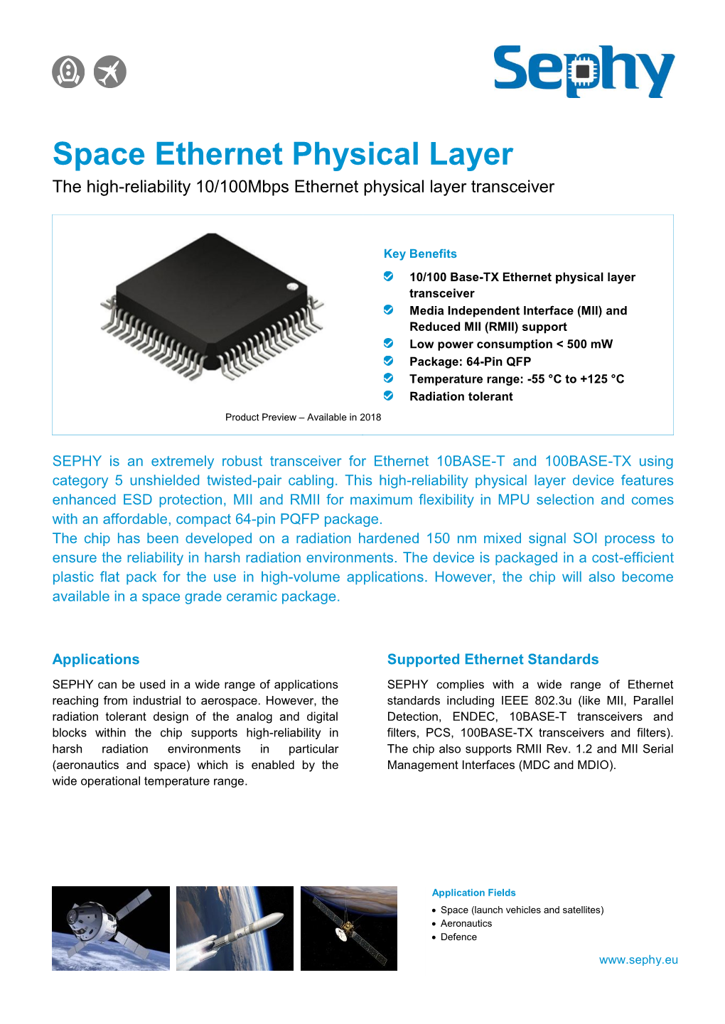 Space Ethernet Physical Layer the High-Reliability 10/100Mbps Ethernet Physical Layer Transceiver