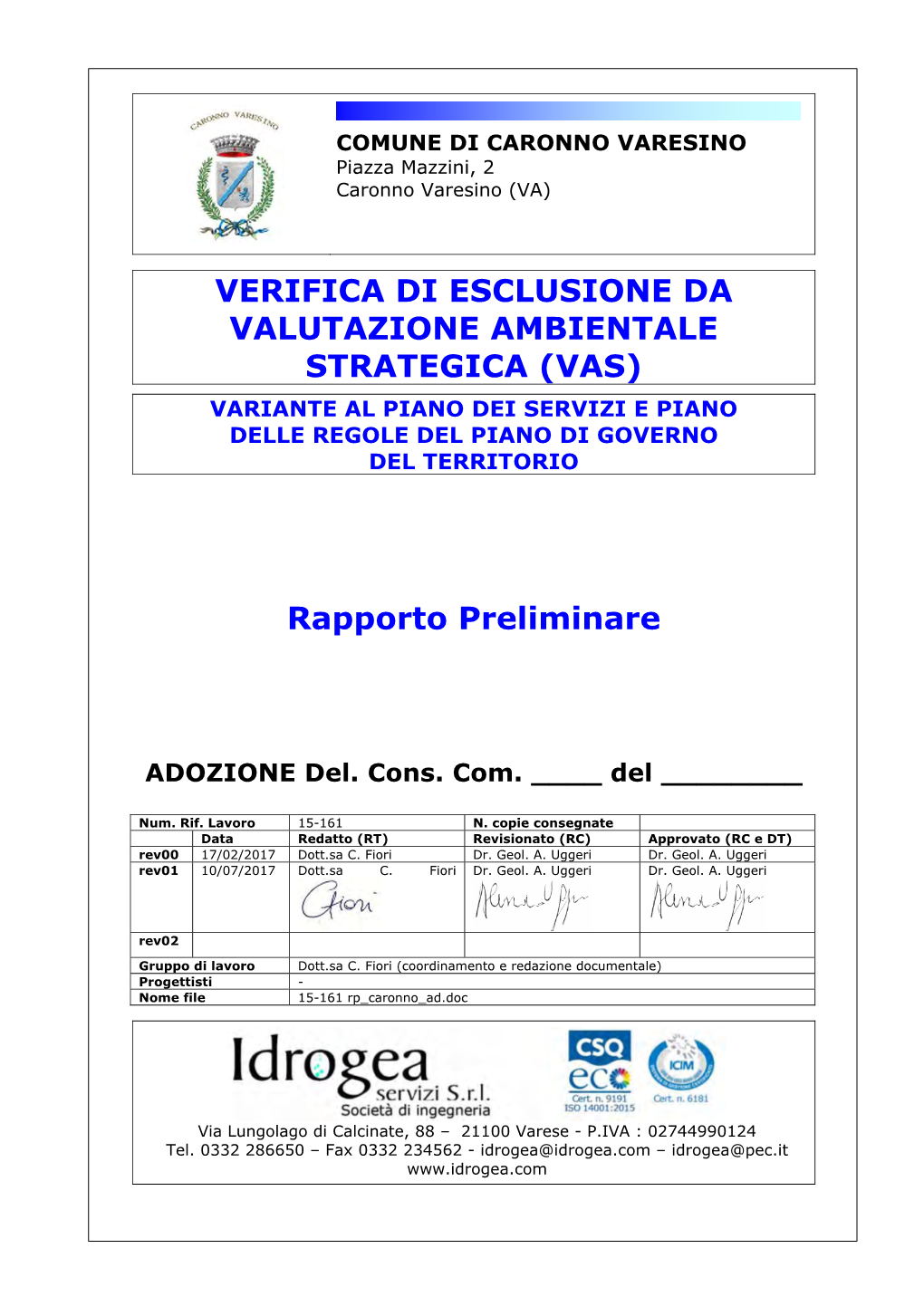 Rapporto Preliminare