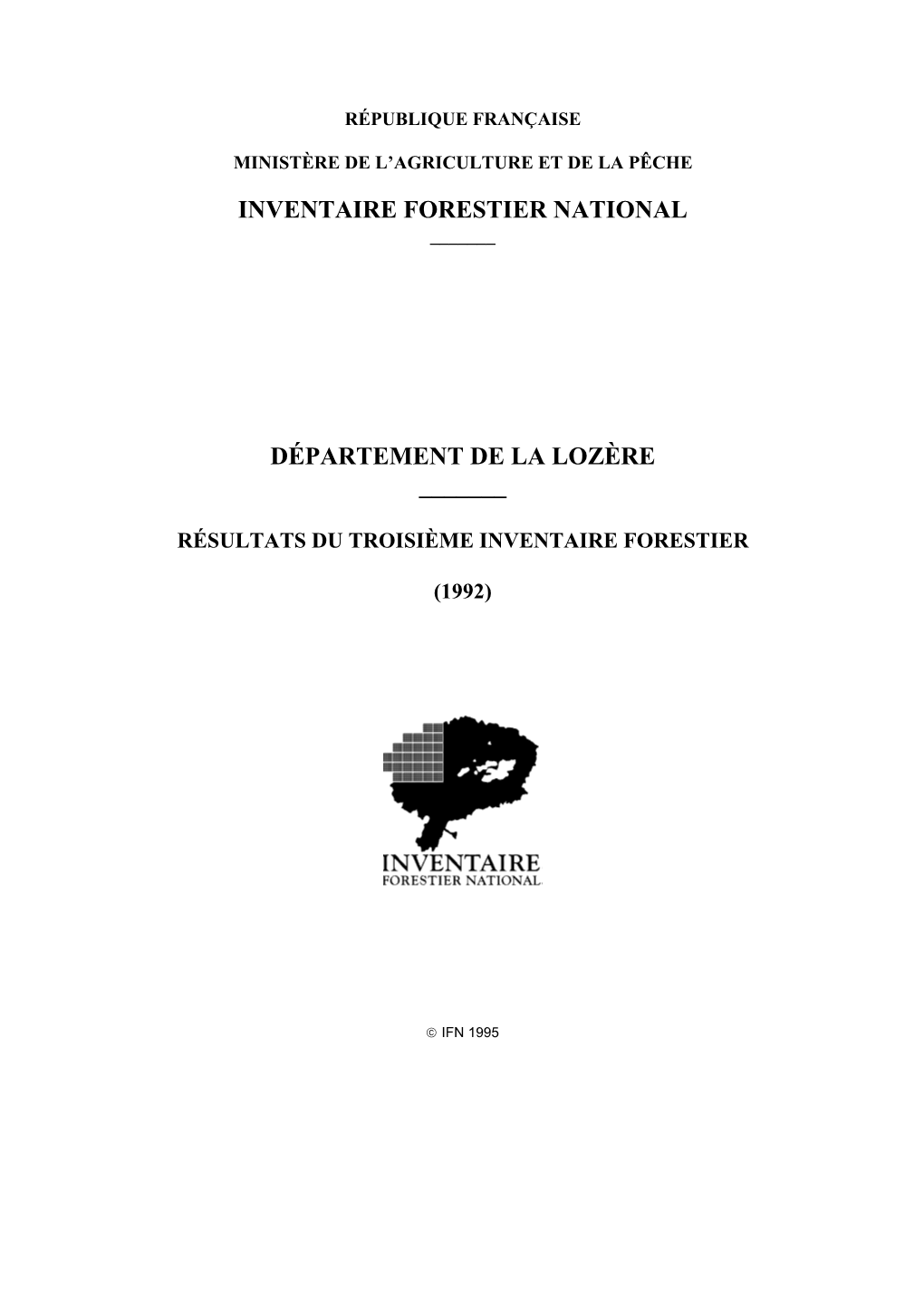 Inventaire Forestier National Département De La Lozère