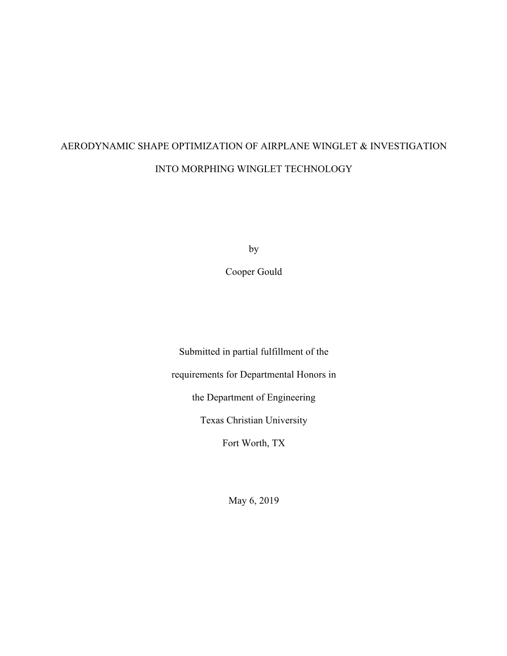 Aerodynamic Shape Optimization of Airplane Winglet & Investigation