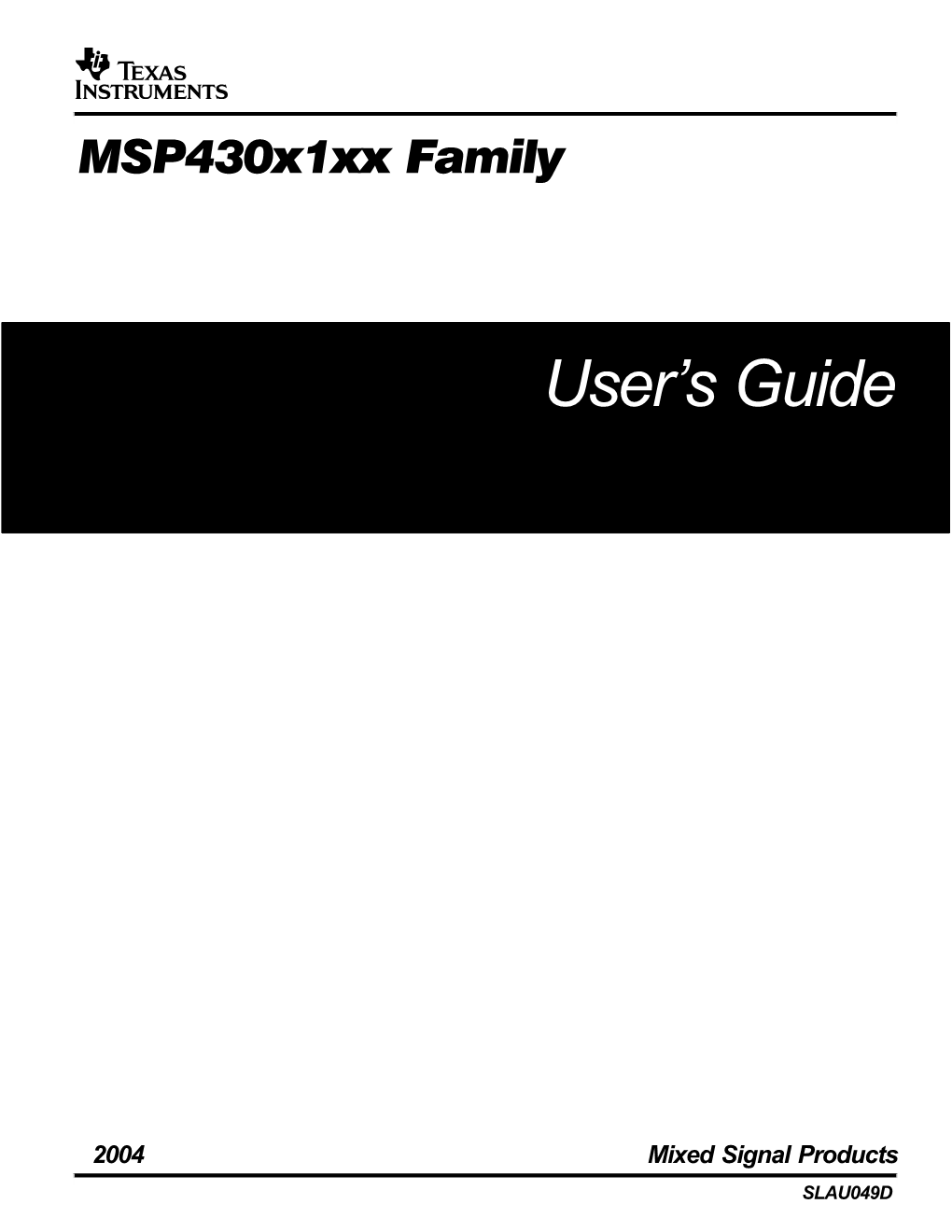 Msp430x1xx Family User's Guide (Rev. D)