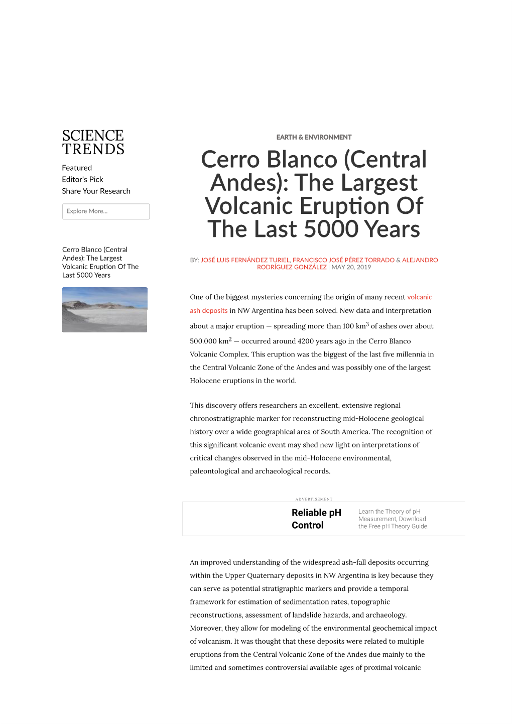 Cerro Blanco (Central Andes): the Largest Volcanic Eruption Of