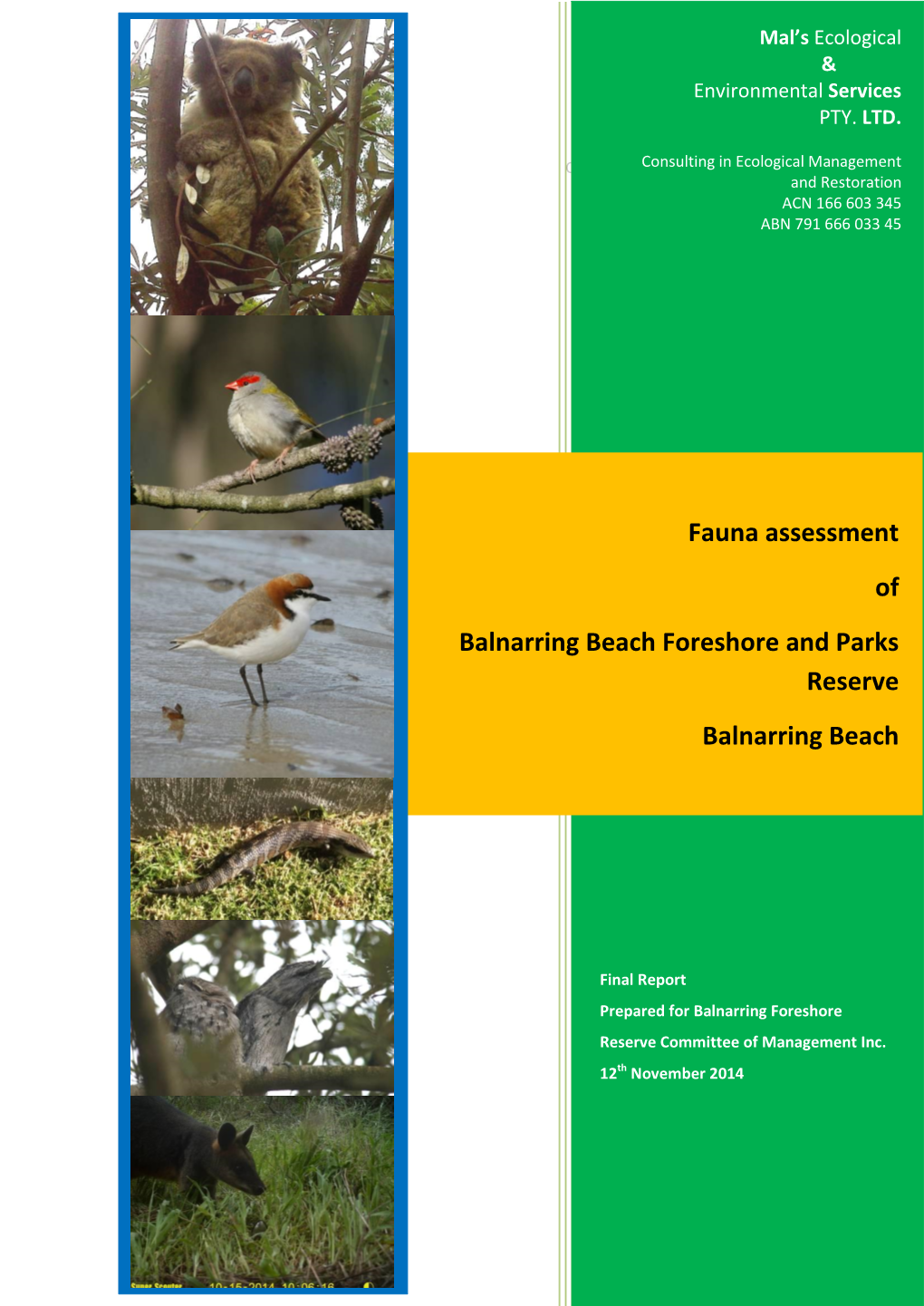 Fauna Assessment of Balnarring Foreshore Reserve, Final Report