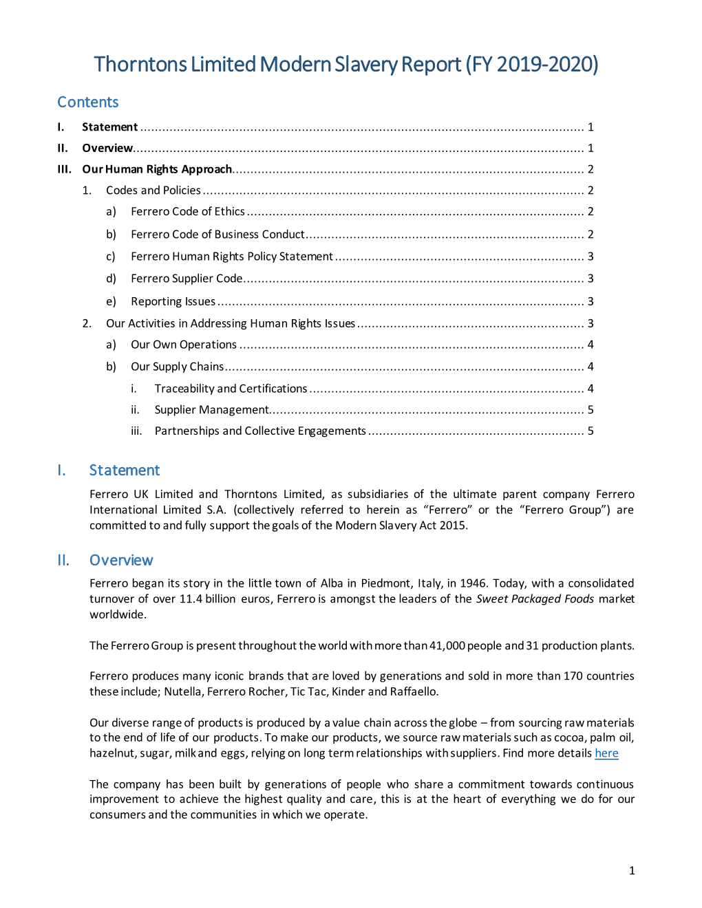 Thorntons Limitedmodern Slavery Report (FY 2019-2020)