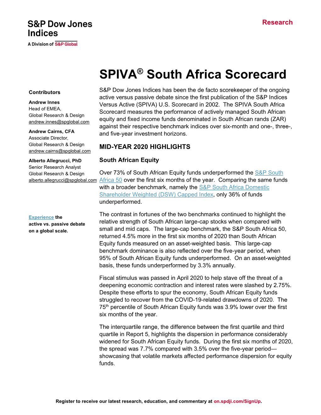 SPIVA South Africa Mid-Year 2020 Scorecard