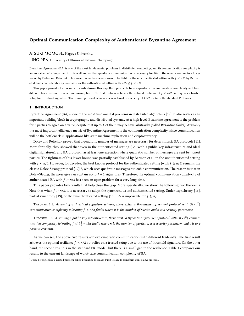 Optimal Communication Complexity of Authenticated Byzantine Agreement