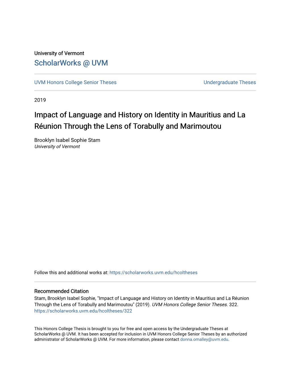 Impact of Language and History on Identity in Mauritius and La Réunion Through the Lens of Torabully and Marimoutou