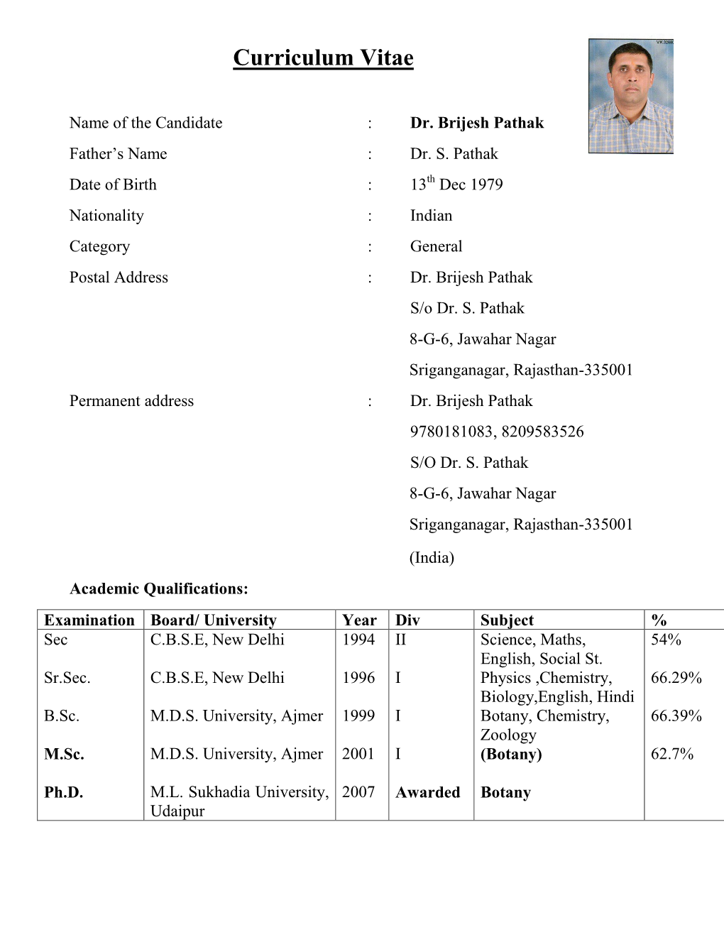 Curriculum Vitae