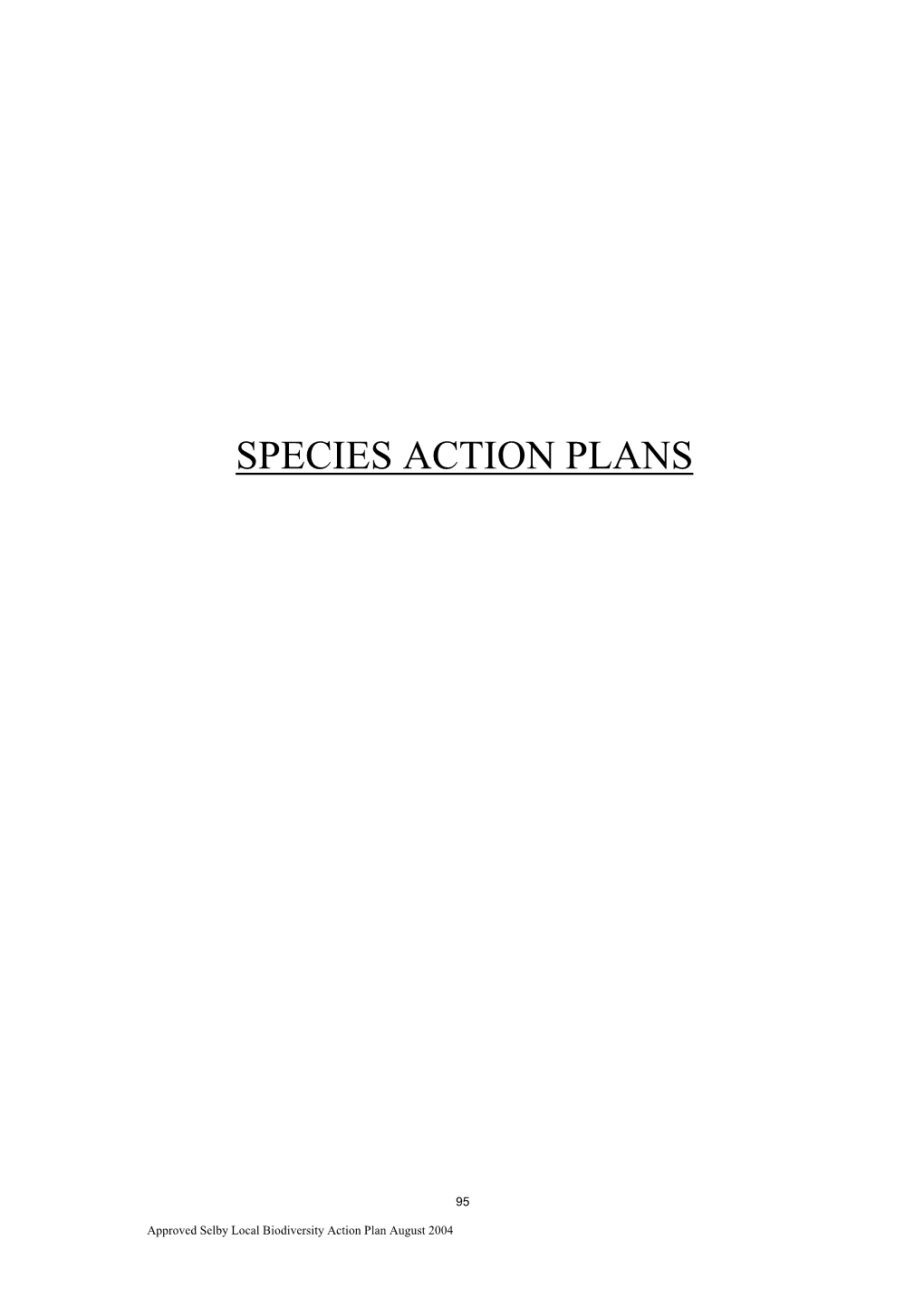 Selby BAP Species Action Plans