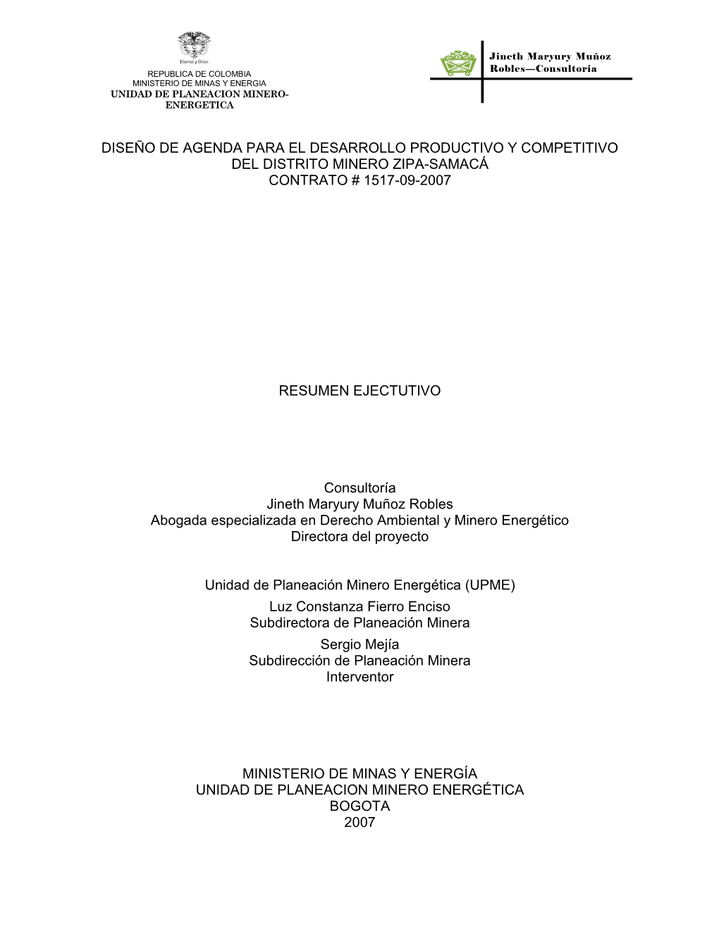 Resumen Ejecutivo Agenda De Competitividad Y Productividad Distrito Minero Zipa Samacá