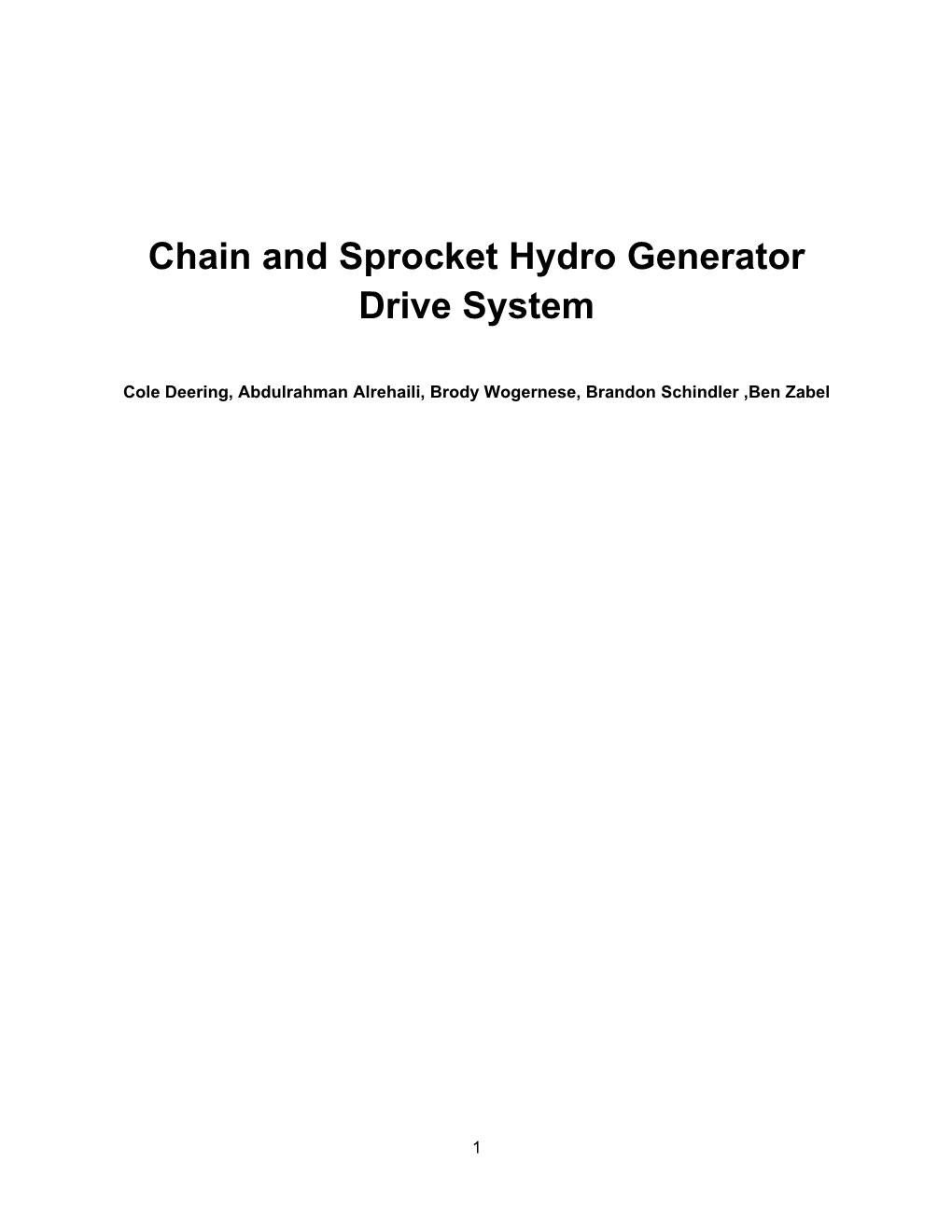 Chain and Sprocket Hydro Generator Drive System