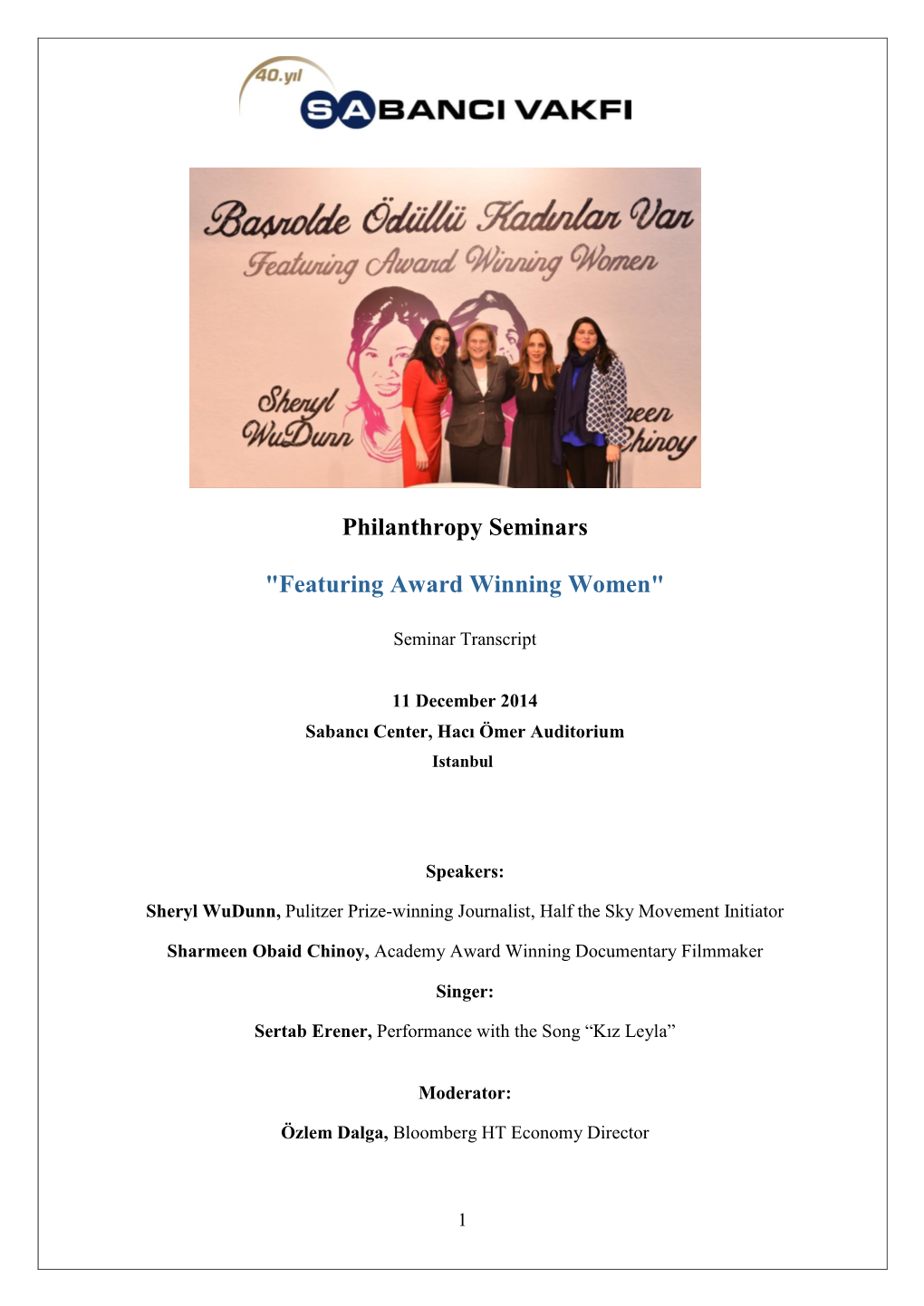 Philanthropy Seminars "Featuring Award Winning Women"