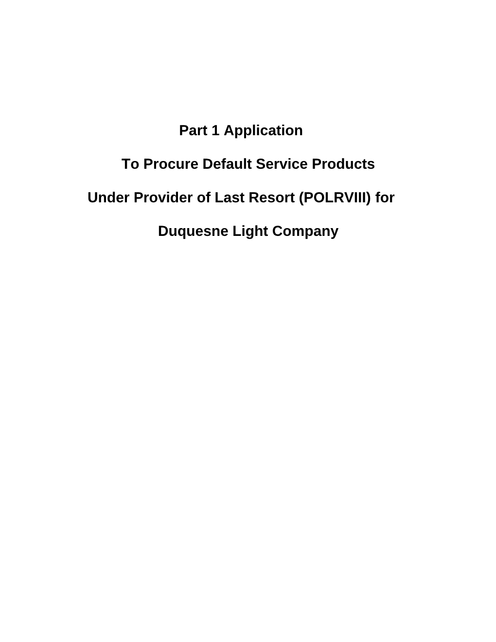 Part 1 Application: FEPA Fixed-Price Auction to Procure Default Service Products