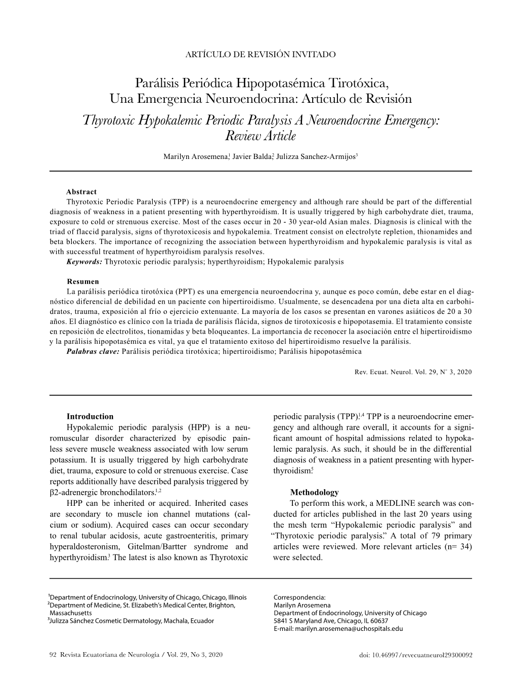 Thyrotoxic Hypokalemic Periodic Paralysis a Neuroendocrine Emergency: Review Article