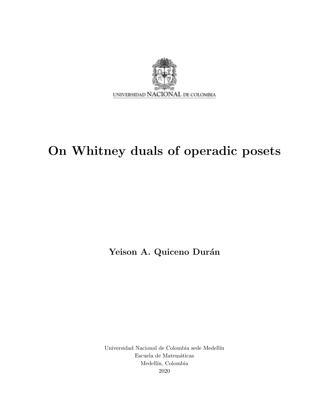 On Whitney Duals of Operadic Posets