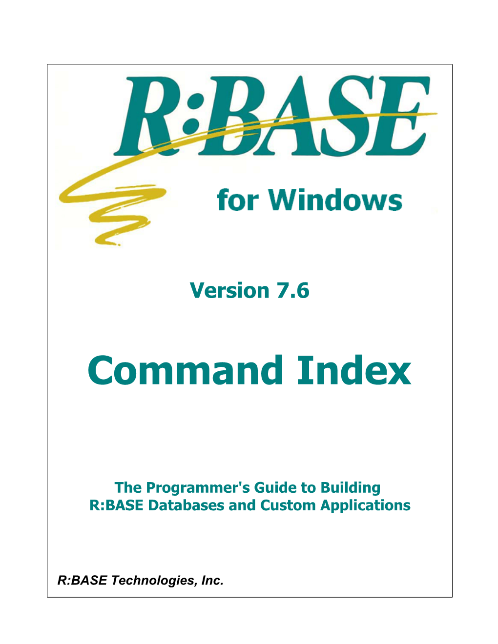 R:BASE 7.6 Command Index