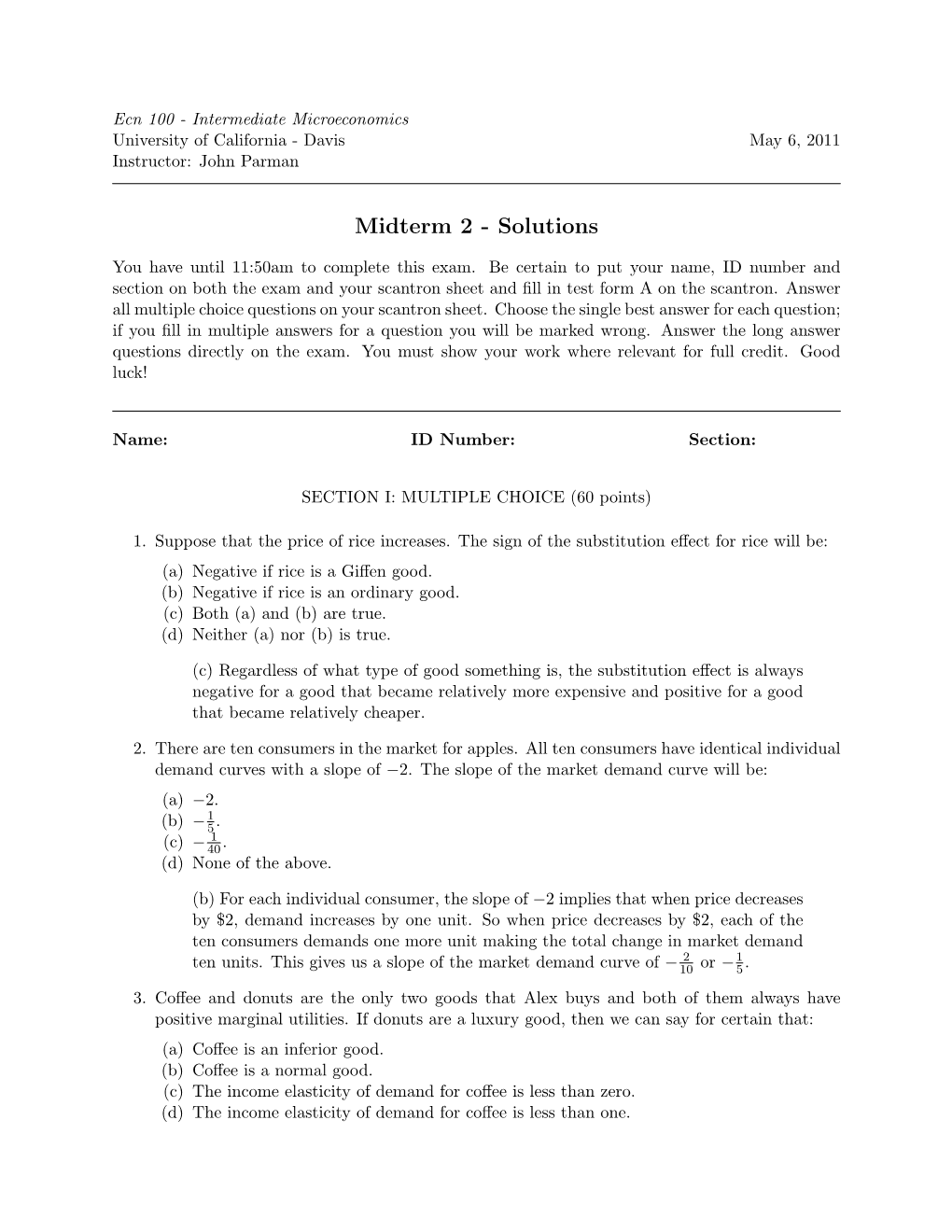 Midterm 2 - Solutions