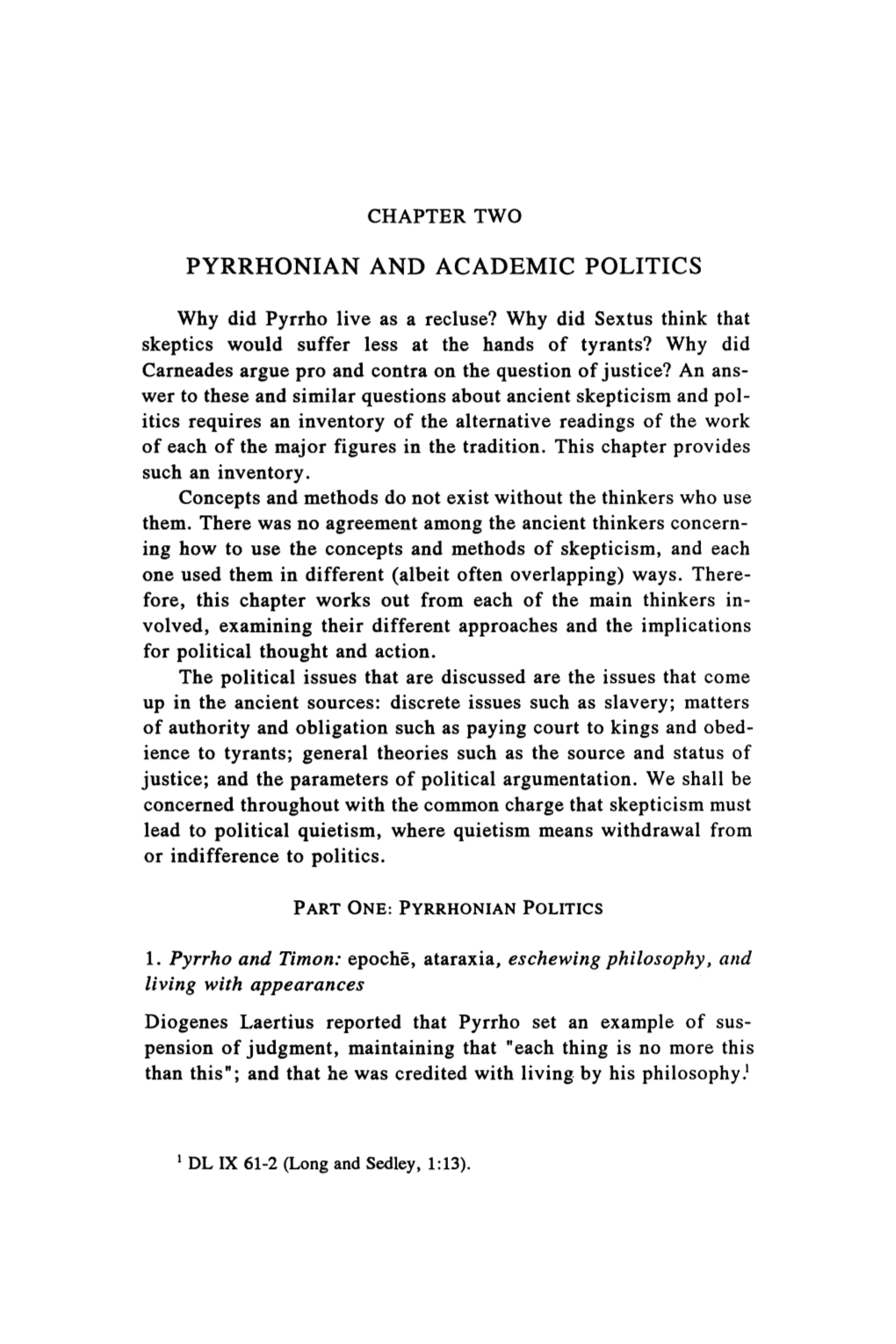 Pyrrhonian and Academic Politics