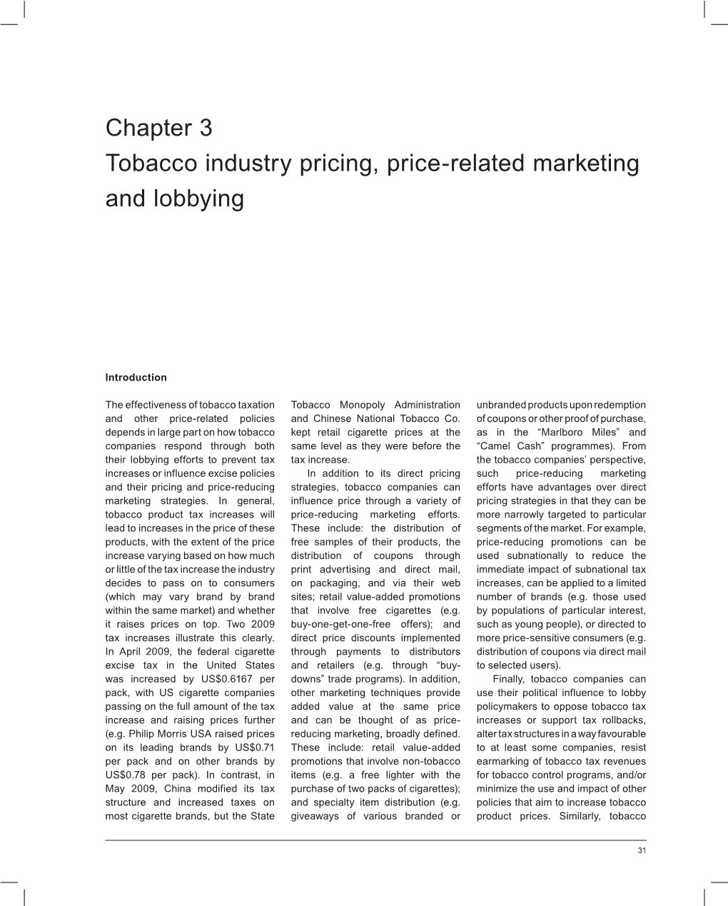 Chapter 3 Tobacco Industry Pricing, Price-Related Marketing and Lobbying