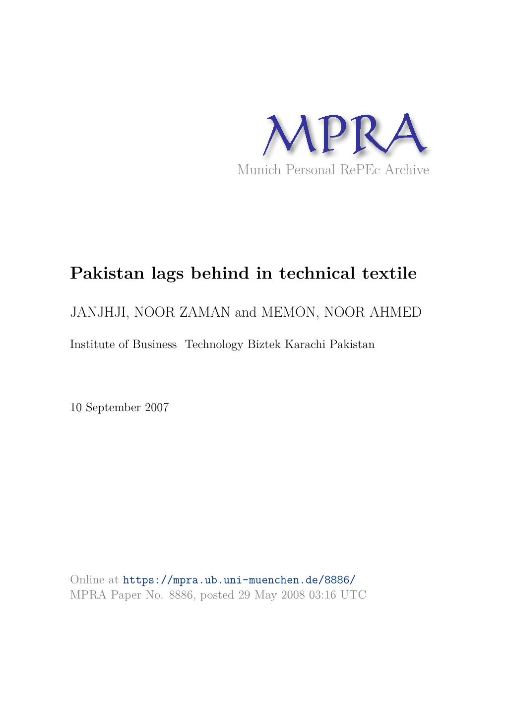 Pakistan Lags Behind in Technical Textile