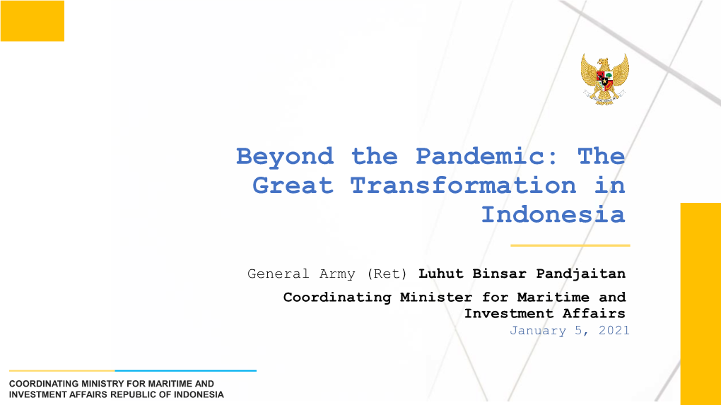 Beyond the Pandemic: the Great Transformation in Indonesia