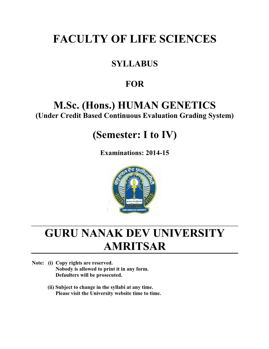 Faculty of Life Sciences