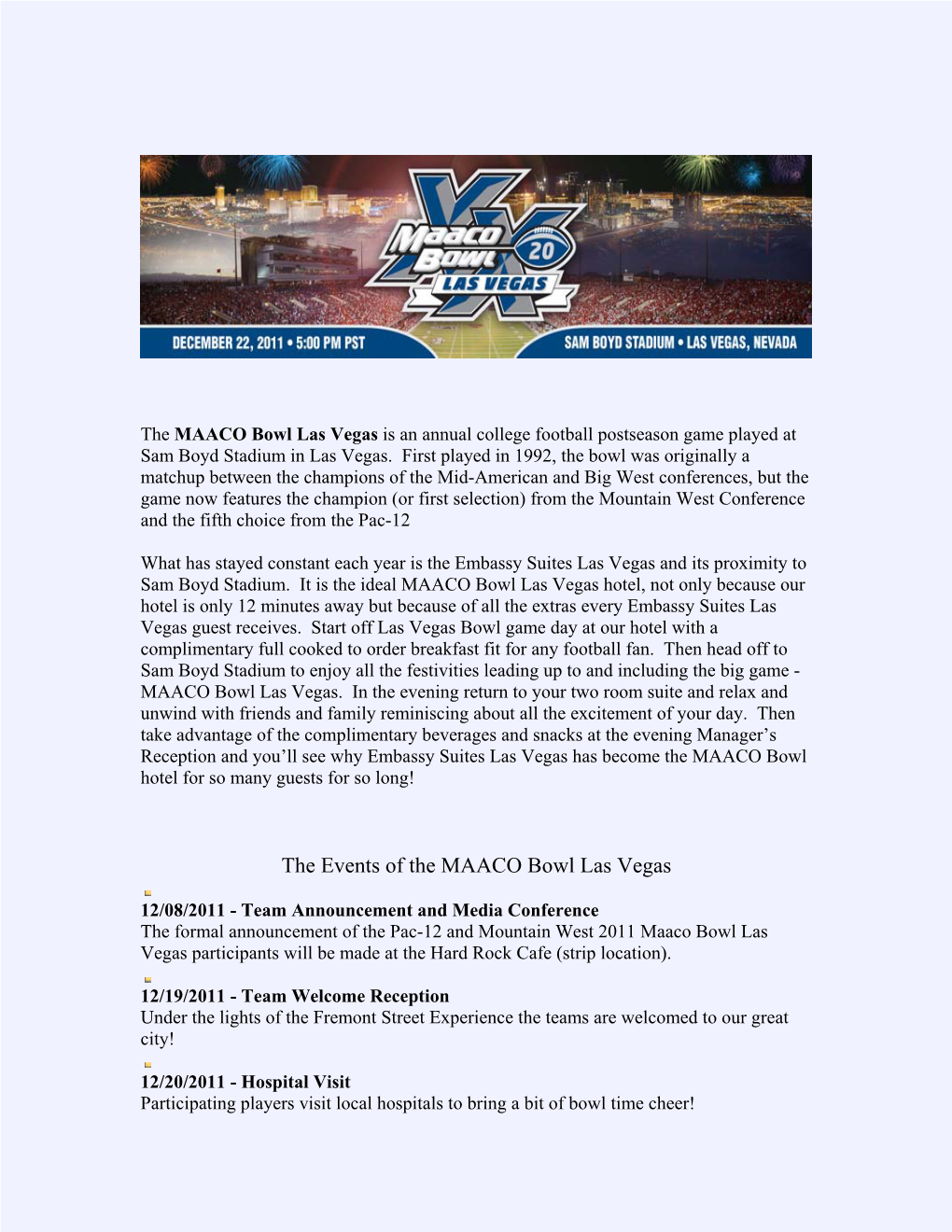 The Events of the MAACO Bowl Las Vegas