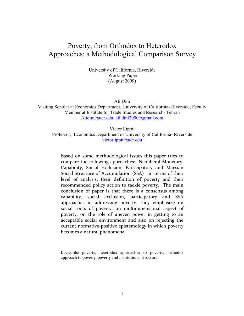 Competitive Approaches to Poverty