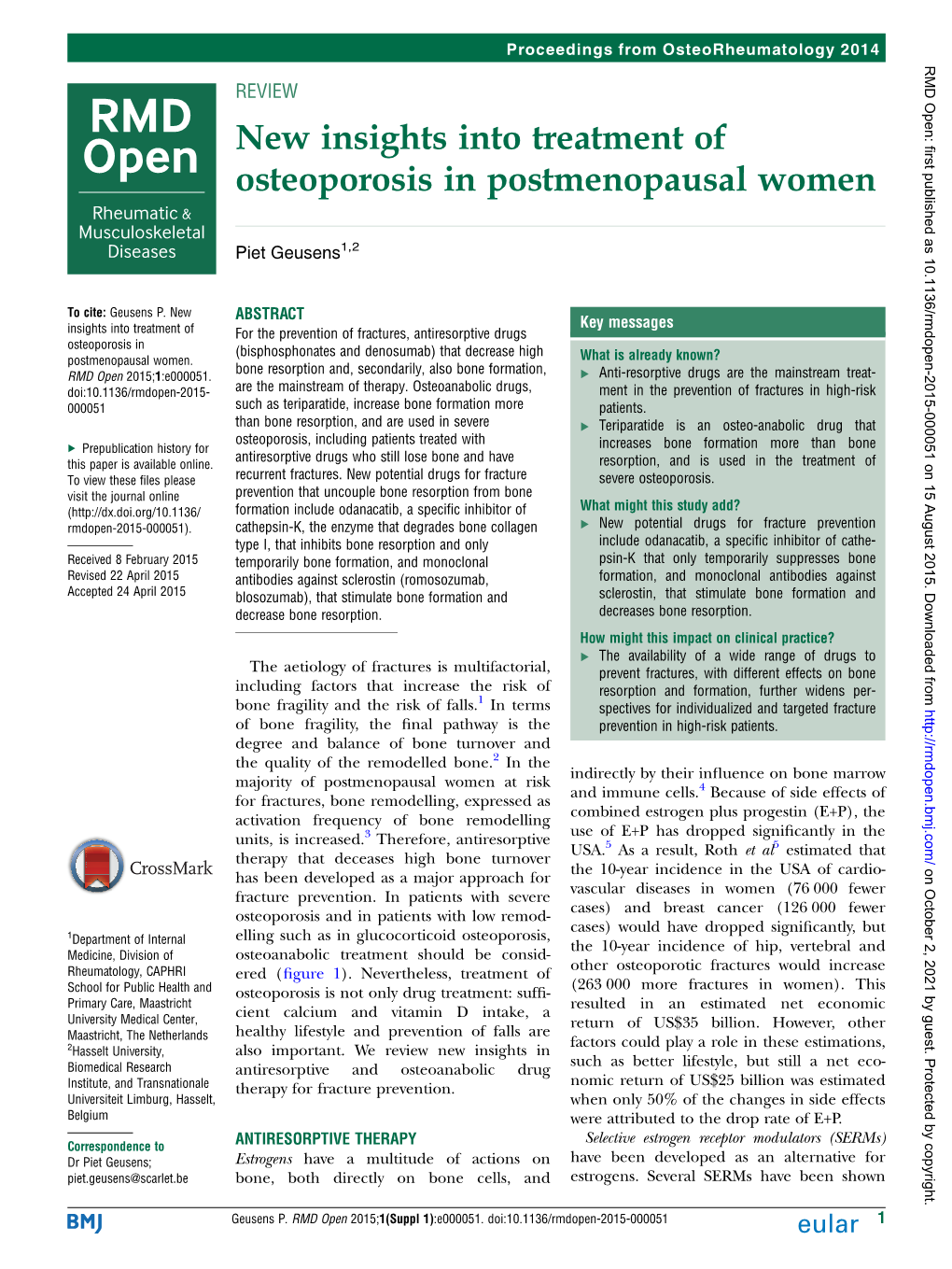 New Insights Into Treatment of Osteoporosis in Postmenopausal Women