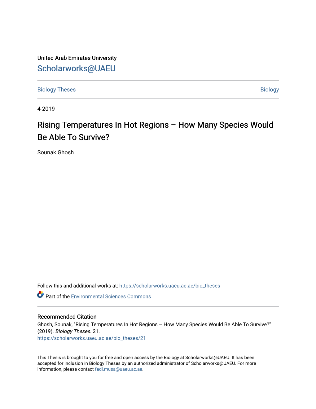 Rising Temperatures in Hot Regions – How Many Species Would Be Able to Survive?