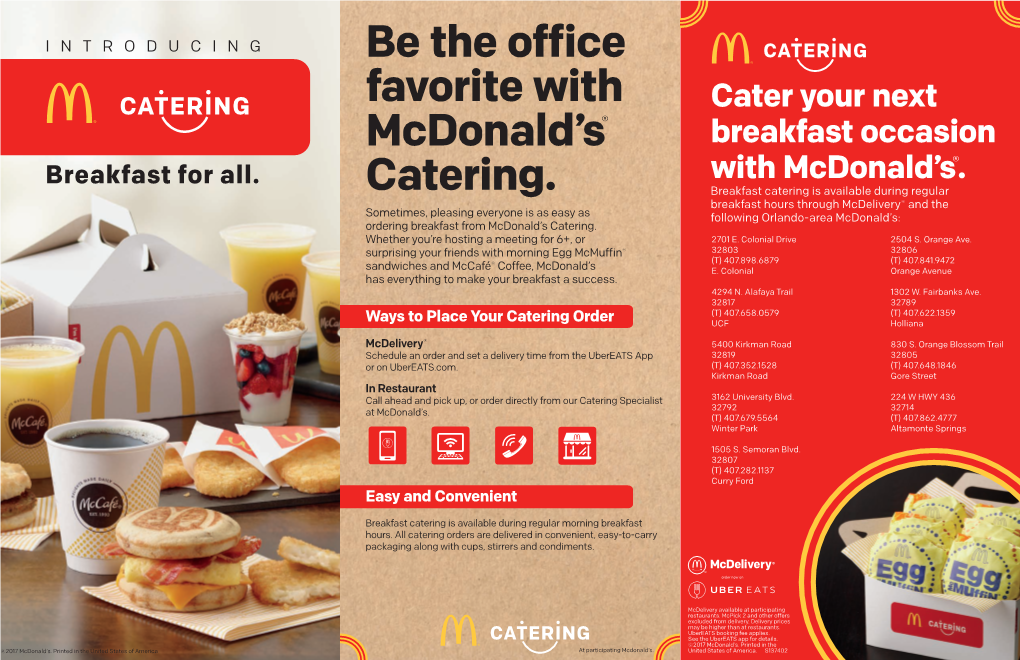 Be the Office Favorite with Mcdonald's® Catering