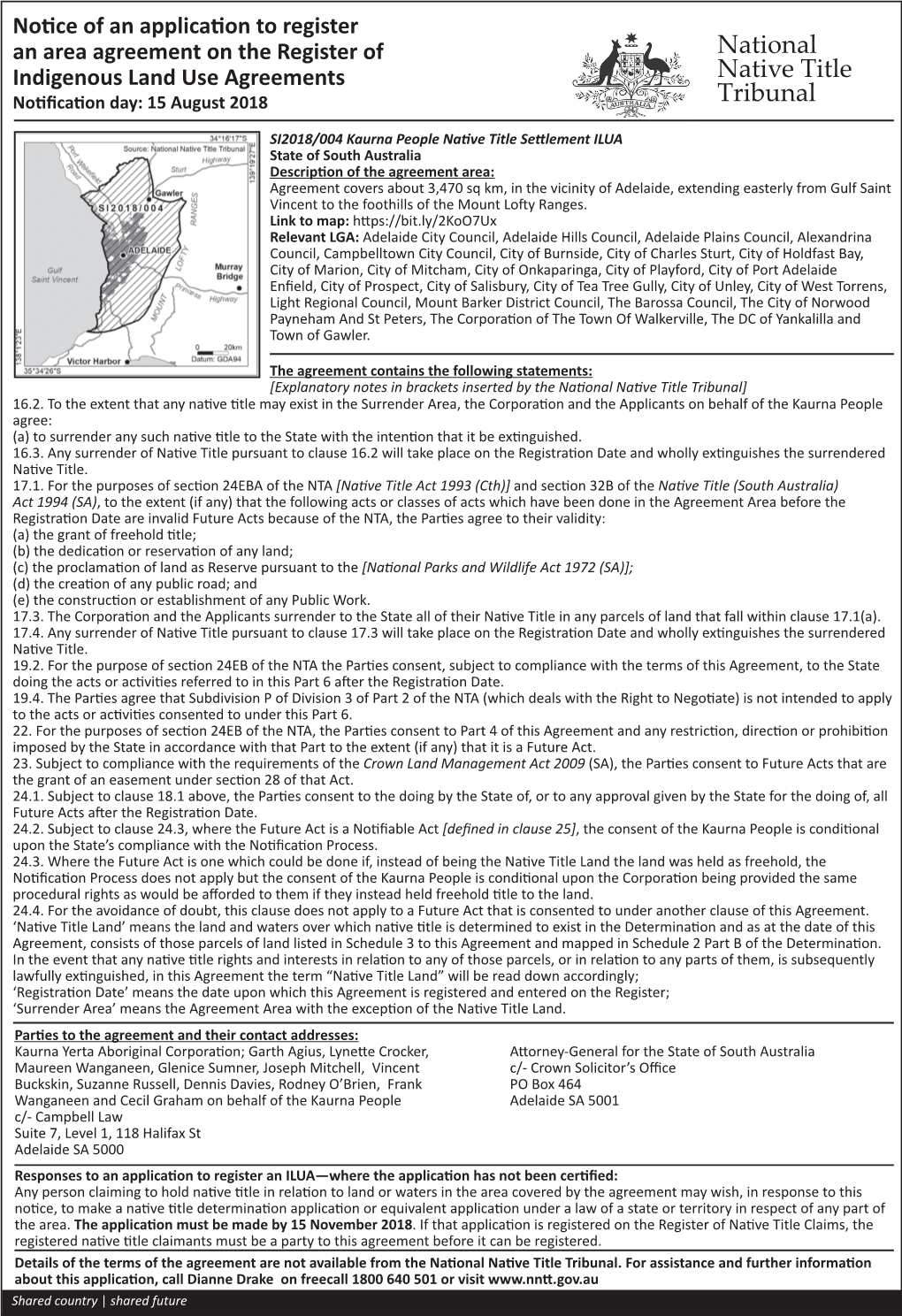 National Native Title Tribunal] 16.2