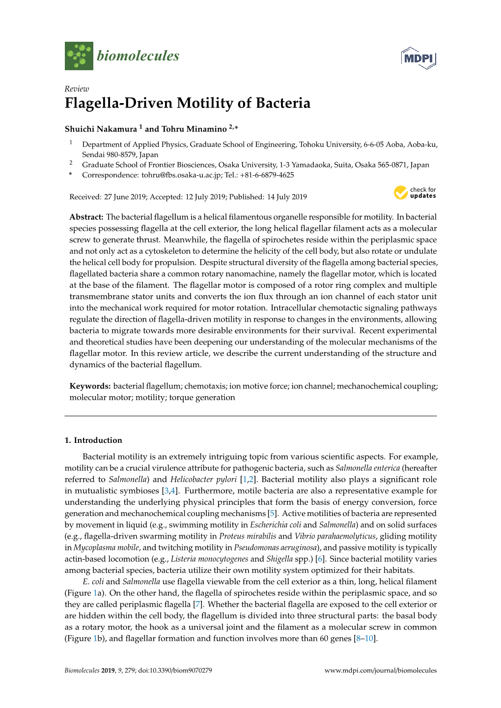 Flagella-Driven Motility of Bacteria