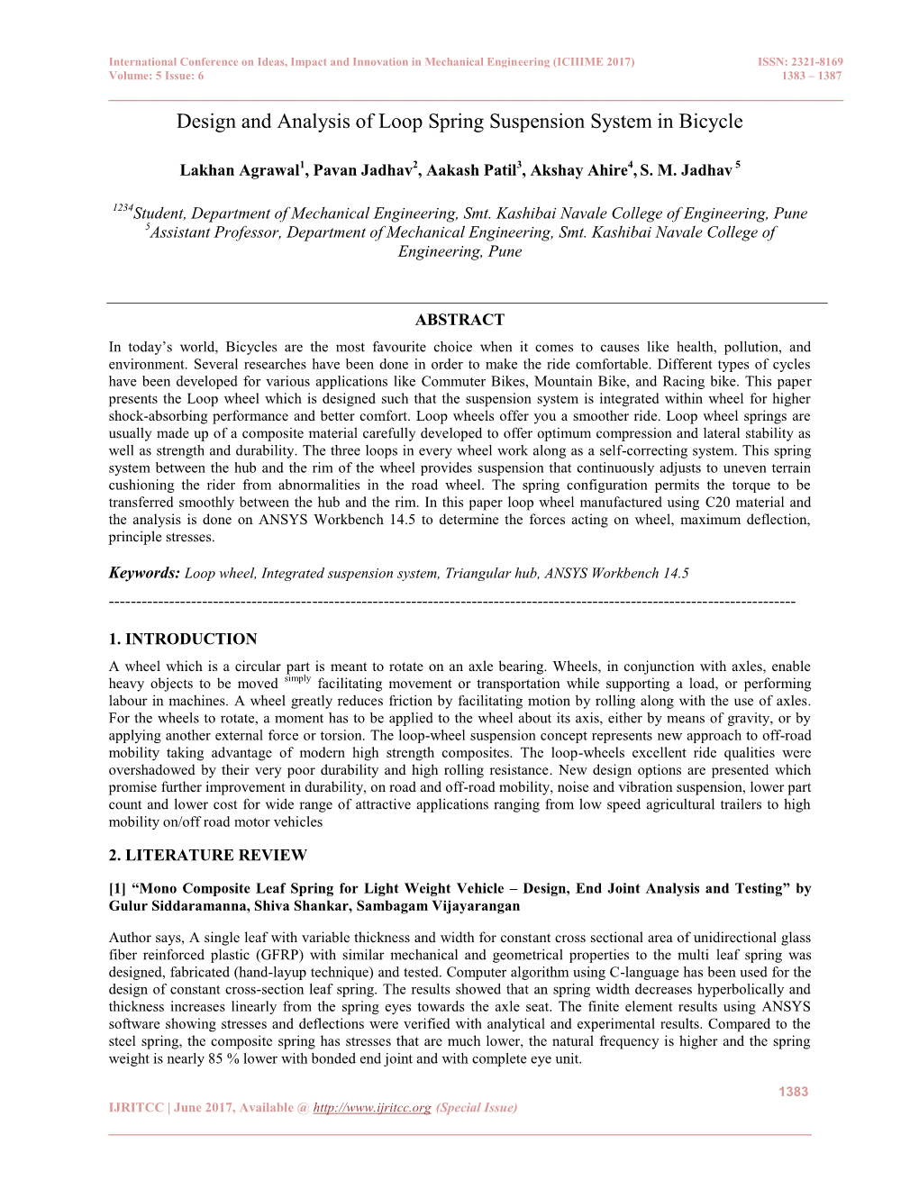 Design and Analysis of Loop Spring Suspension System in Bicycle