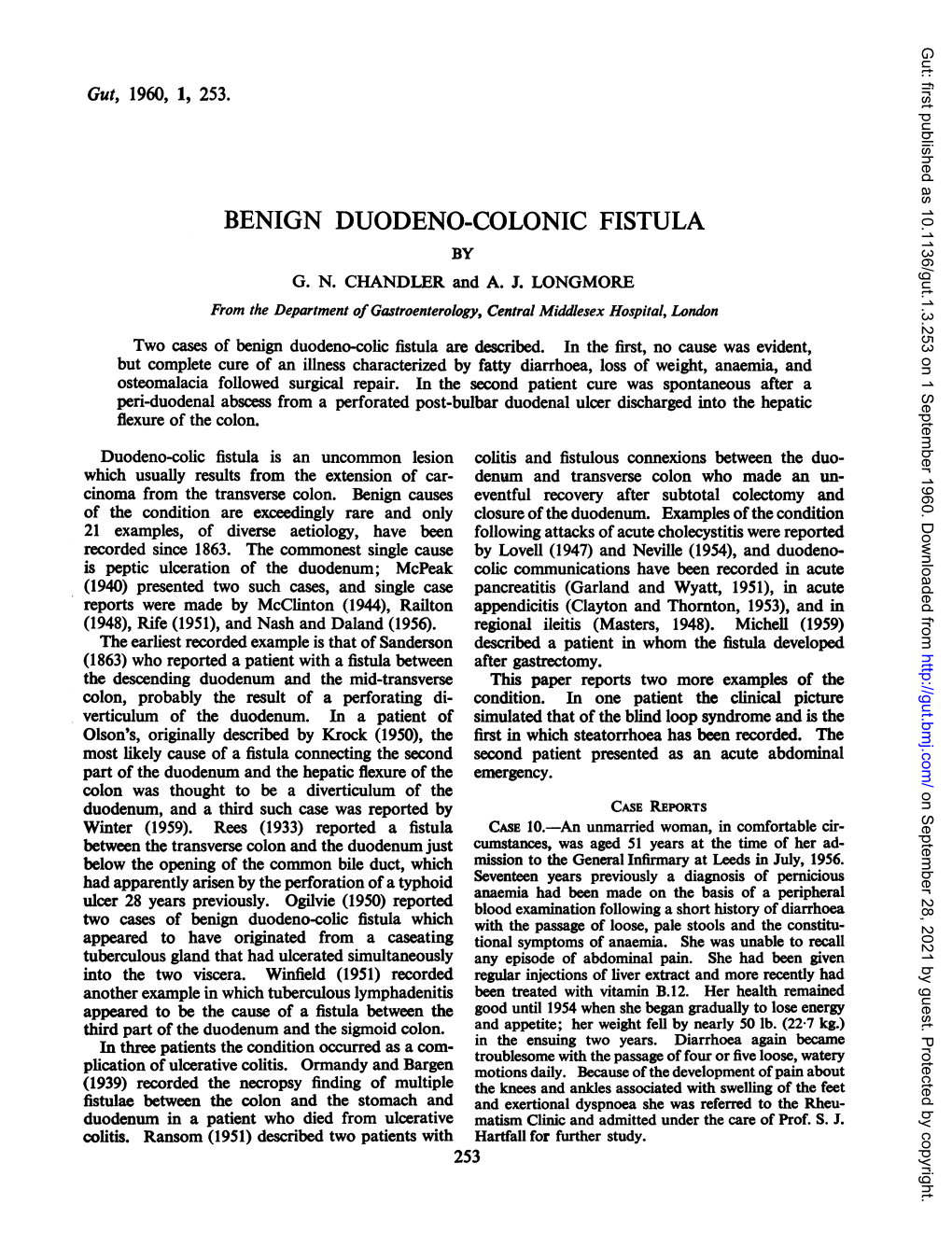 Benign Duodeno-Colonic Fistula by G