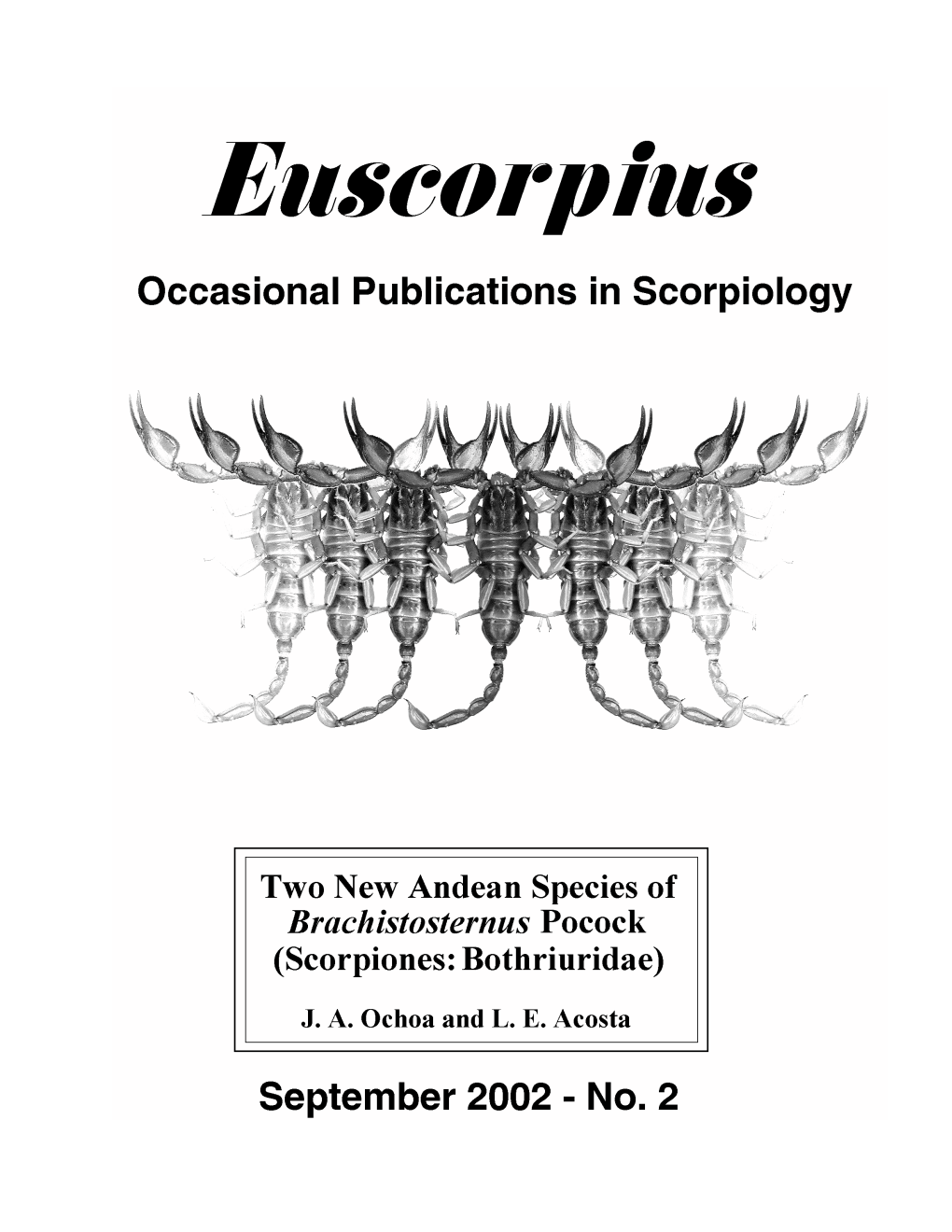 Two New Andean Species of Brachistosternus Pocock (Scorpiones: Bothriuridae)