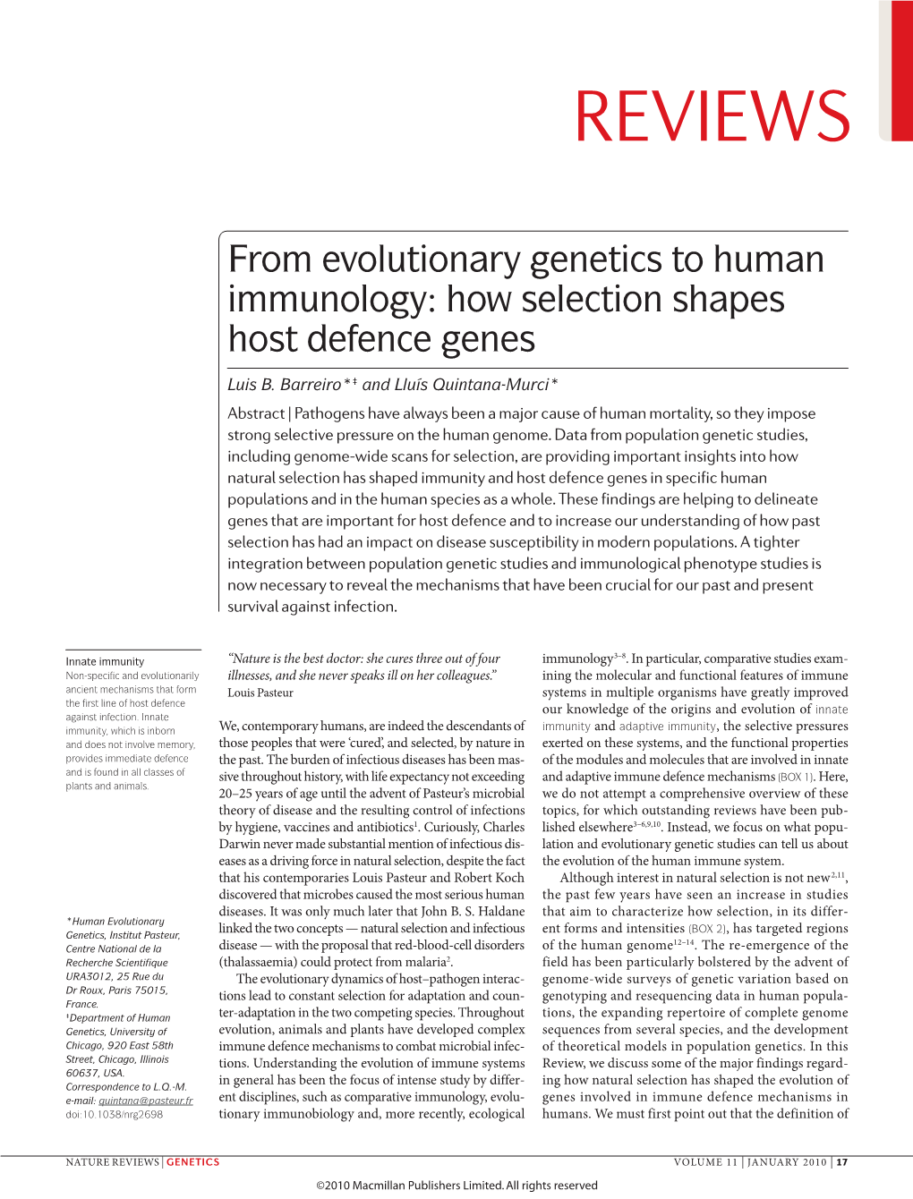 From Evolutionary Genetics to Human Immunology: How Selection Shapes Host Defence Genes