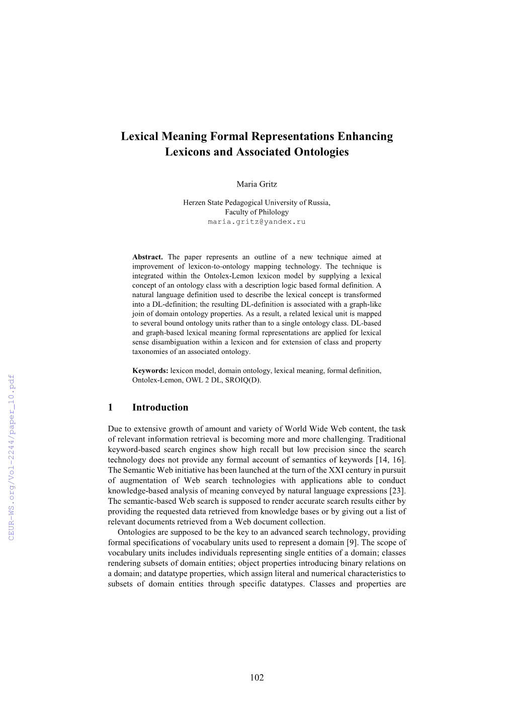 Lexical Meaning Formal Representations Enhancing Lexicons and Associated Ontologies