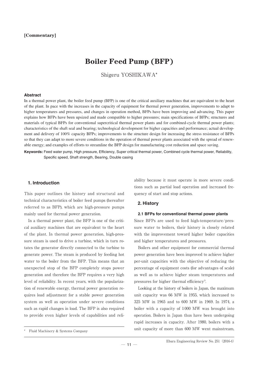 Boiler Feed Pump (BFP)