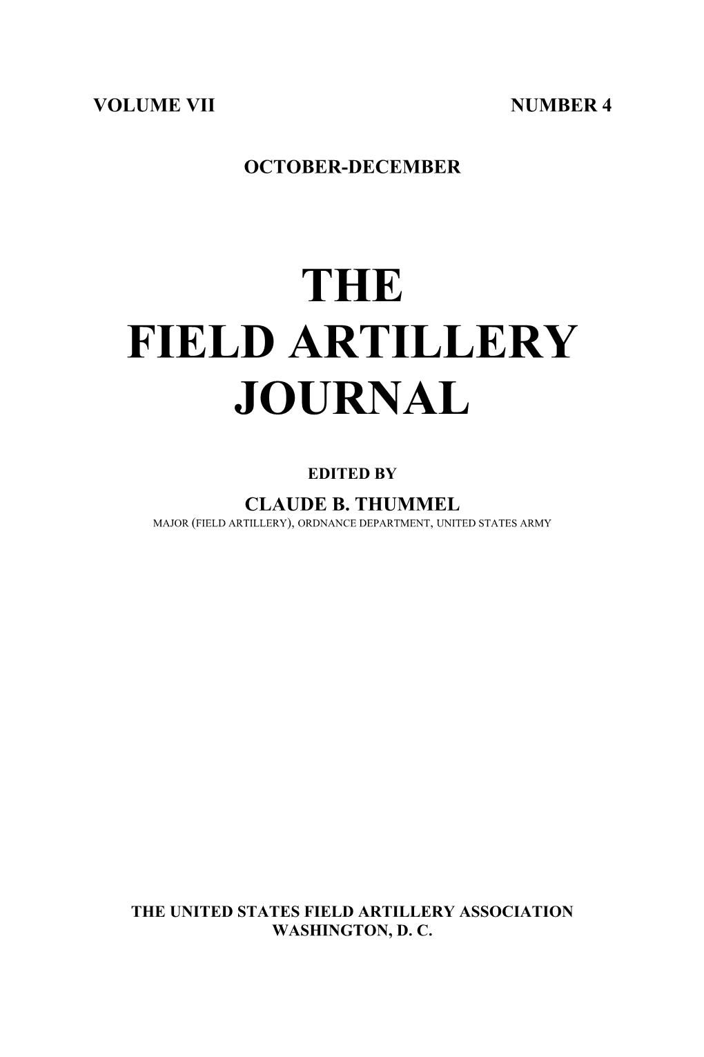 The Field Artillery Journal