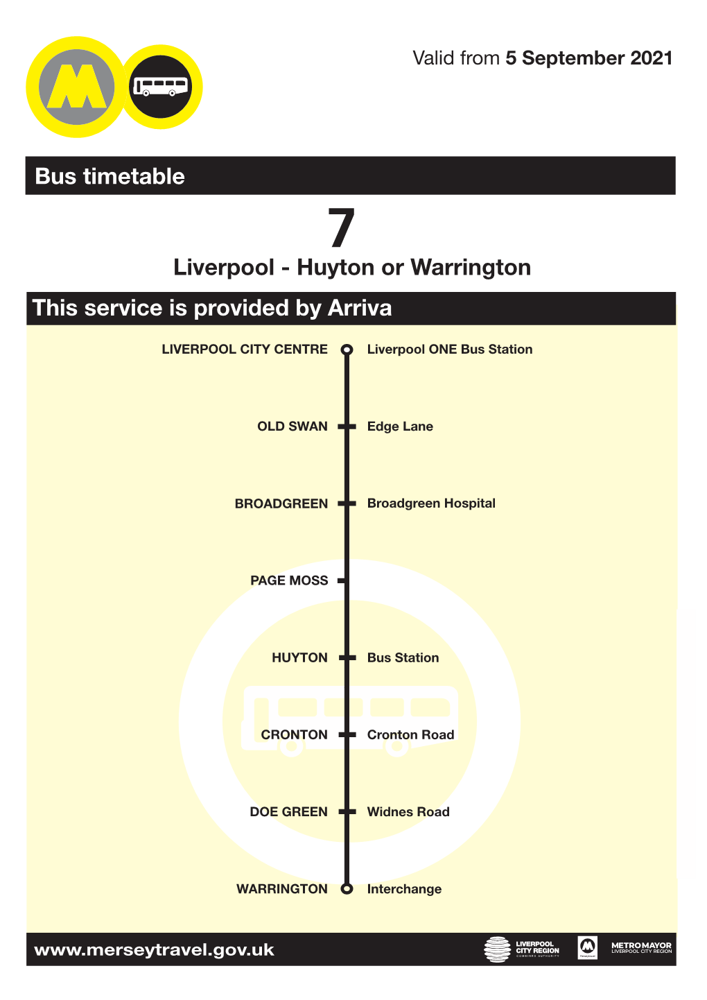 Liverpool - Huyton Or Warrington This Service Is Provided by Arriva