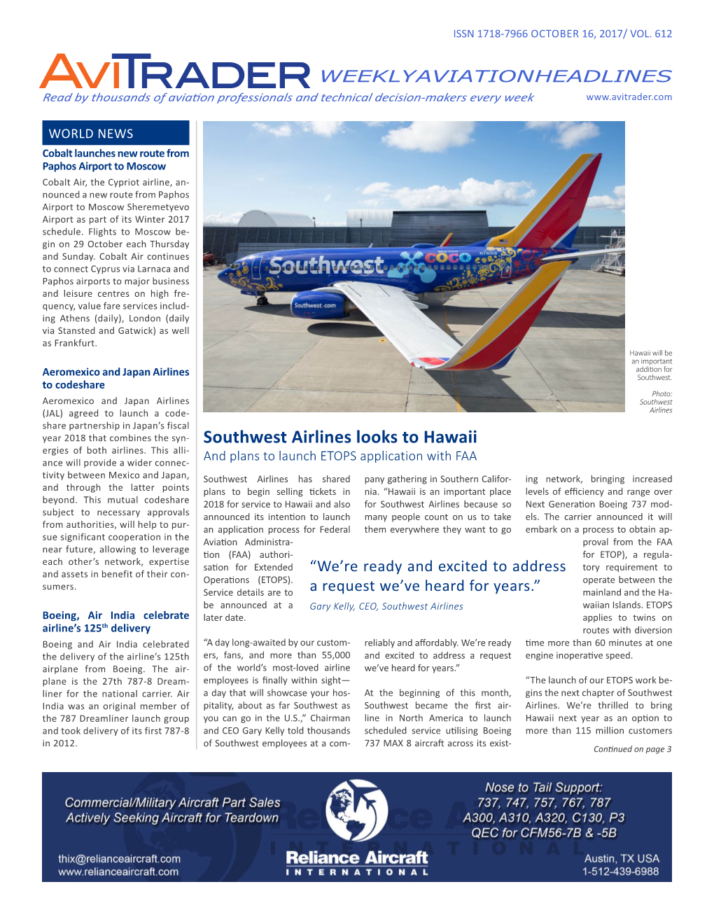 Southwest Airlines Looks to Hawaii Ergies of Both Airlines