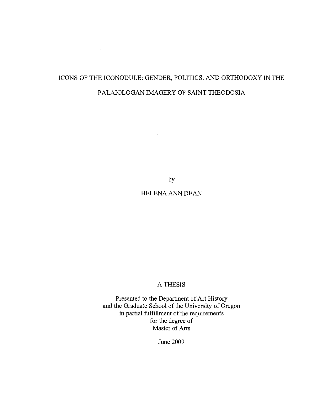 Icons of the Iconodule: Gender, Politics, and Orthodoxy in The