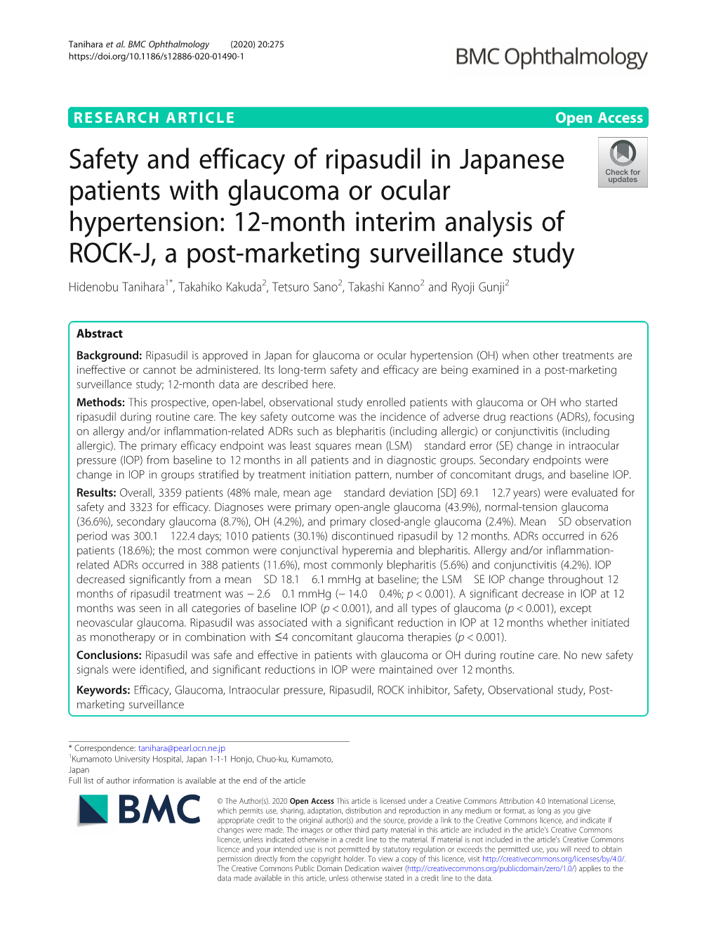 Safety and Efficacy of Ripasudil in Japanese Patients with Glaucoma