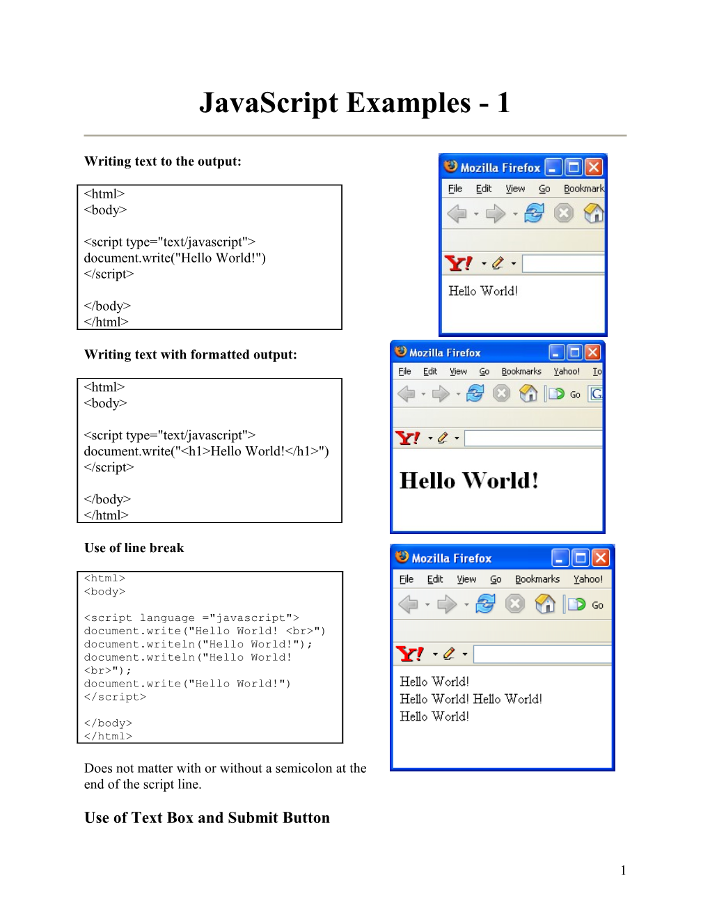 Writing Text to the Output