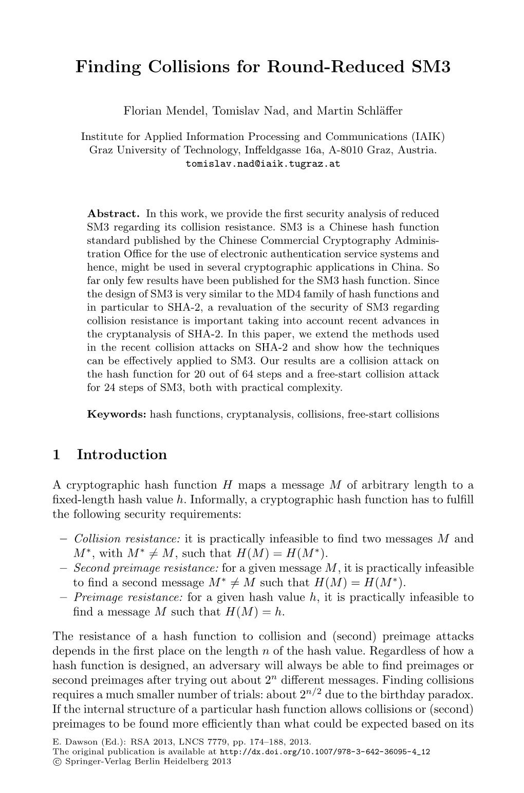 Finding Collisions for Round-Reduced SM3