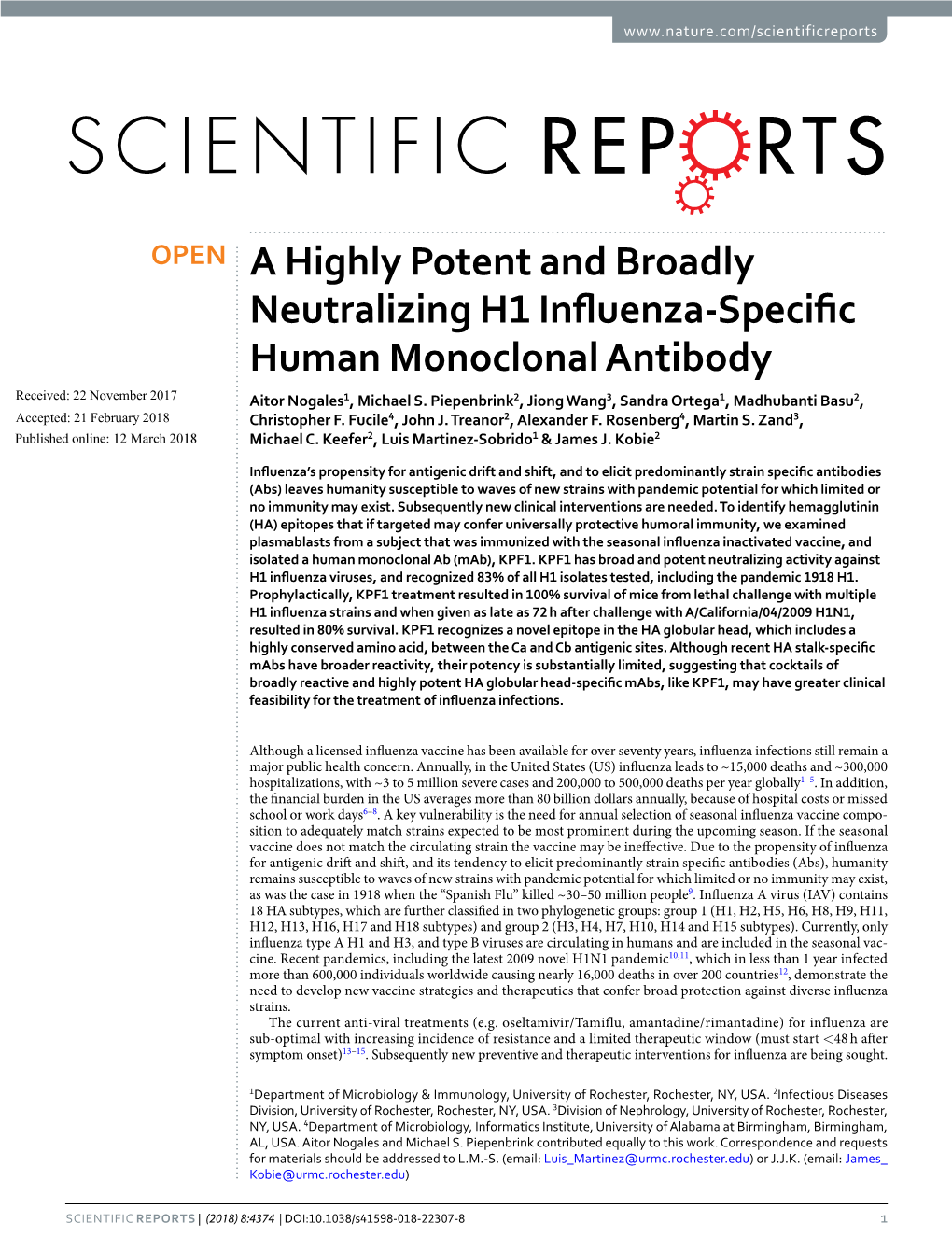 A Highly Potent and Broadly Neutralizing H1 Influenza-Specific